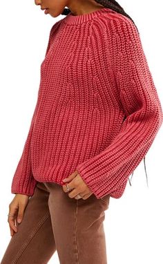 Free People Take Me Home Cotton Sweater | Nordstrom Cherry Red Color, Free People Cardigan, Feel Like Home, Cowl Neck Long Sleeve, Hoodie Fits, Orange Sweaters, Purple Sweater, Take Me Home, Free People Sweater