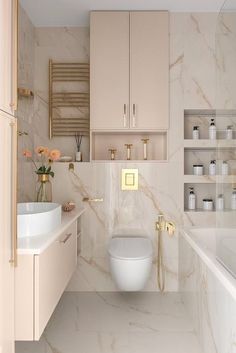 a bathroom with white marble walls and flooring