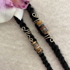 Coil Locs, Hair Jewelry Braids, Gold Hair Jewelry, Braids Dreads, Gemstone Hair, Dread Braids, Loc Jewelry, Dread Beads, Picasso Jasper