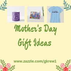 the mother's day gift ideas banner is shown with flowers and t - shirts