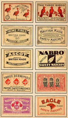 an assortment of different types of labels from the early 1900's to 1950's