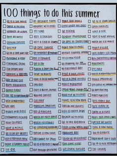 a sign that says 100 things to do this summer