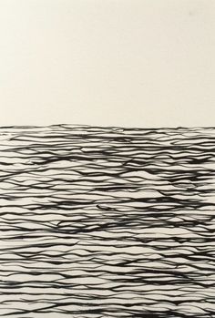 a black and white drawing of waves in the ocean