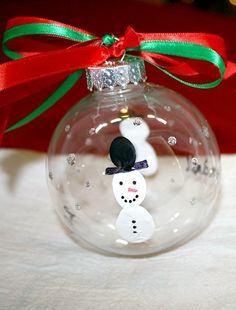 a glass ornament with a snowman on it