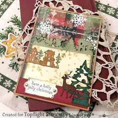 a christmas card made with stamping and dies