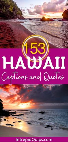 the beach with text that reads,'55 hawaii captions and quotes for travelers