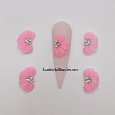 3D Nail Flowers - Pink Acrylic Flowers are Designed 100 % Handmade by Acrylic Powder. With the design underneath of the flowers, it helps to apply on the nail easily. How to apply 3D Acrylic Flowers on Nails: Flowers are handmade so it will sit nicely on your nail bed like it create it for you. Recommend using a bead of acrylic to adhere to your nails. Alternative is nail glue. Press and hold for a few seconds for it to stay in place. Top coat is necessary. To remove, use an cuticle nipper and c Acrylic Nail 3d Flower, 3d Nail Flowers Acrylics, Cute Medium Acrylic Nails 3d Flower, Different Types Of 3d Flowers Nails, 3d Acrylic Nails Flowers Tutorial, 3d Sculpted Flower Nails, 3d Acrylic Nails, 3d Nail Designs, Acrylic Nail Brush