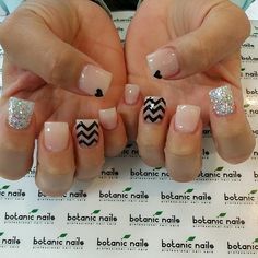 ♥♥ Nude Nail Designs, Popular Nail Designs, Black Nail, Popular Nails, Cute Nail Designs, Fancy Nails, Gorgeous Nails, Love Nails