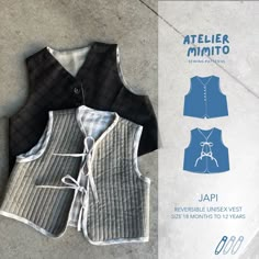 the front and back of a vest sewing pattern