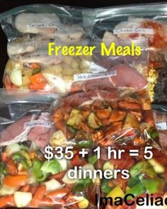 freezer meals are packed and ready to be eaten