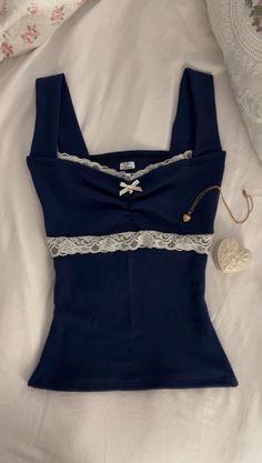 Miss Adrisa – MissAdrisa Sew Fall Clothes, Boarding School Lana Del Rey Aesthetic, Navy Blue Coquette Outfits, Top Inspo Sewing, Sewing Coquette Clothes, Handmade Top Sewing, Balletcore Outfit Ideas, Simple Outfits For Fall, Blue And Gold Outfits