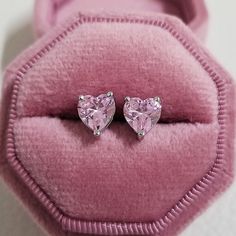 Gem Color: E4877-PINK Sparkle Jewelry, Rose Gold Watches, Luxury Diamonds, Silver Tops, Pink Earrings, Heart Studs, Fine Earrings, Pink Love, Heart Earrings Studs