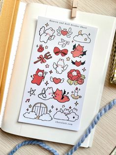 This 6.5 x 3.75 inch sticker sheet is made with PVC material and features a cute heaven and hell theme. Heaven And Hell, Pvc Material, Sticker Sheet, Labels & Tags, Last Minute Gifts, Sticker Sheets, Cute Stickers, Sticker Paper, Pet Supplies