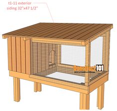 the chicken coop is shown with measurements for it's roof and sides, including the floor