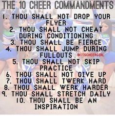 the ten cheer commandments are shown in this photo