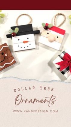 christmas ornaments made from paper are displayed on a white background with the words dollar tree ornaments