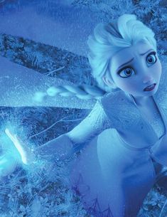 a frozen princess sitting in the snow with an ice wand