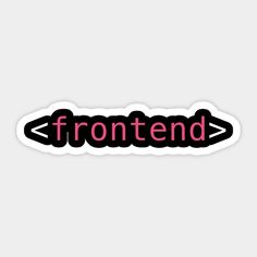 the word frontend in black and pink on a white background