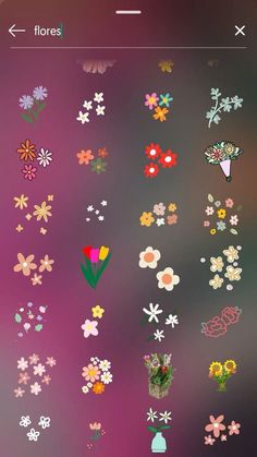 an iphone screen with flowers on it and the text, flower stickers above them