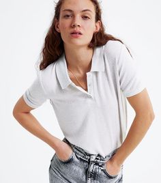 White Polo Shirt Outfit, Polo Shirt Outfits, Plain Sweaters, Shirt Outfits, Polo Women, Product Shoot, Zara T Shirt, White Polo Shirt, How To Save Money