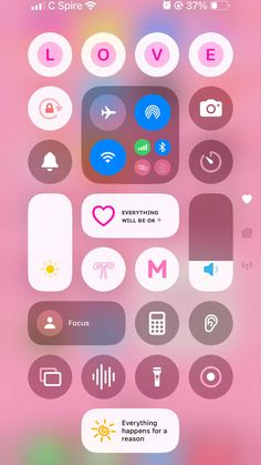 an iphone screen with various icons on it and the text love is in the center