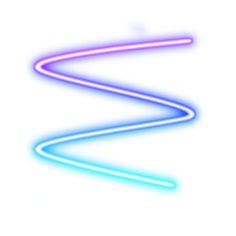 a neon sign that is in the shape of a spiral on a white background with blue and pink lights