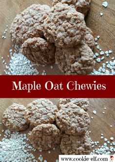 some oatmeal cookies sitting on top of a wooden table