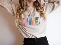 Excited to share this item from my #etsy shop: Art Therapist Sweatshirt, Art Therapy Colorful Crewneck, Art Therapy Gift for Her, Artist Graduation Present, Art Student Shirt, Art Teacher Chicken Nugs And Mama Hugs, Graduation Present, Art Therapist, Therapy Gift, Toddler Humor, Mom Sweater, Squad Shirt, Crochet Lovers, Toddler Hoodie