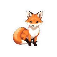 a red fox sticker sitting on top of a white surface