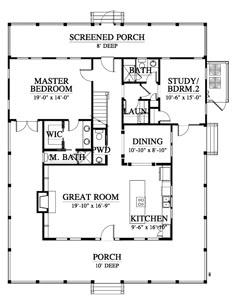 the first floor plan for a two story home