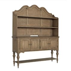 an old wooden hutch with drawers and shelves on it's sides, isolated against a white background