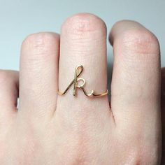 Custom Initial Ring sterling silver letter ring/gold fill | Etsy Stack Rings, Bracelet Initial, Initial Earrings, Name Ring, Letter Ring, Gold Diamond Wedding Band, Name Rings, Gold Ring Designs, Ring Stack