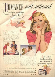 an old ad from the 1950's shows a woman with her hand on her face