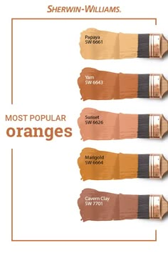 the most popular oranges from sherylin - williams's new paint collection