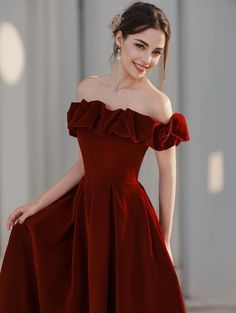 Olivia Mark - Burgundy Velvet Bridal Engagement Gown Velvet Prom Dresses, Dress Valentines Day, Burgundy Wedding Dress, Engagement Gown, Skirt Wedding Dress, Long Sleeve Chiffon Dress, Wine Dress, Burgundy Velvet, Evening Dress Fashion