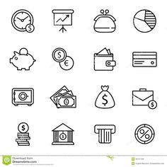 money and finance line icon set on white background stock photo, images and royalty illustrations