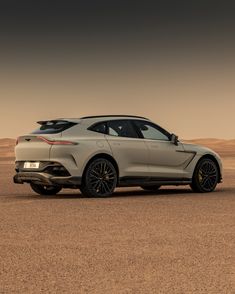 the rear end of a silver car on a desert plain