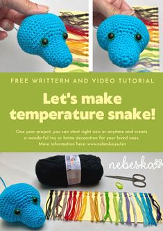 the instructions for how to make an easy crochet snake