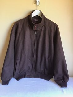 Vintage Nordstrom Mens Wool Brown Bomber Jacket Zip Up Long Sleeve Size Medium | eBay Brown Stand Collar Outerwear For Cold Weather, Fall Solid Collared Sport Coat, Classic Outerwear With Stand Collar For Cold Weather, Brown Long Sleeve Windbreaker For Fall, Fall Outerwear With Fleece Lining And Stand Collar, Brown Fall Windbreaker, Classic Long Sleeve Windbreaker For Winter, Classic Long Sleeve Winter Windbreaker, Classic Long Sleeve Windbreaker