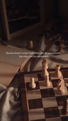 a chess board with the words success doesn't come from what you do occasionally, but what you do constantly