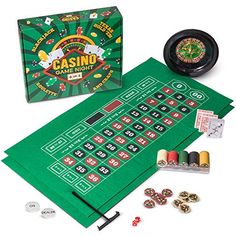 a casino game set up with chips and roule