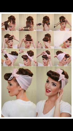 Retro hairstyle Vintage Hairstyle, Vintage Hairstyles Tutorial, Makeup Tip, Hairstyle Tutorials, Penteado Cabelo Curto