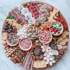 a platter filled with lots of holiday treats