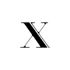 the letter x is made up of two intersecting lines, and it appears to be black