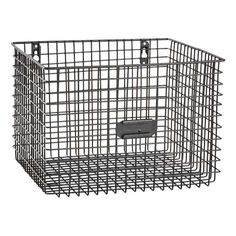 a large metal basket with handles