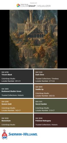 the color scheme for sherylin williams's autumn paint palettes is shown