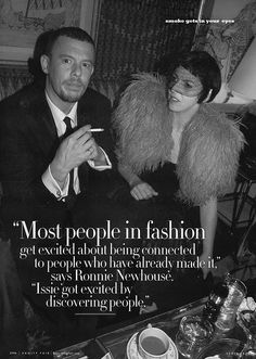 Anthony McQueen and Isabella Blow. British fashion designer + British style-icon/magazine editor, friends and collaborators. Alexander Mcqueen Quotes, Alexandra Mcqueen, Lee Mcqueen, Alexander Mcqueen Savage Beauty, Magazine Editor, Savage Beauty, Mcqueen Fashion, British Fashion