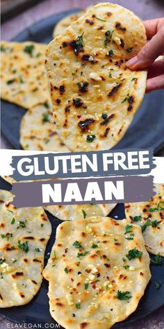 gluten free naan on a plate with text overlay