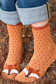 Fox Slipper Socks $9 Thigh High Socks Plus Size, Fox Slippers, Kilt Socks, Fox Socks, Half Socks, Plus Size Tights, Tabi Socks, Sweater Socks, Funky Socks