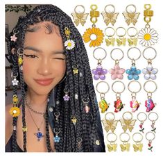 Unique stand out hair pieces. perfect hair jewelry to complete any outfit. perfect for y2k look all pieces new  free shipping from  fba store! Beard Jewelry, Accessories Y2k, Butterfly Braid, Dread Jewelry, Cute Henna, Braid Clips, Cute Hair Clips, Dreadlock Jewelry, Accessories Colorful